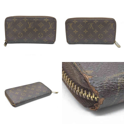 $915 Louis Vuitton Monogram Zippy Zip Around Long Wallet Purse Brown CA4078