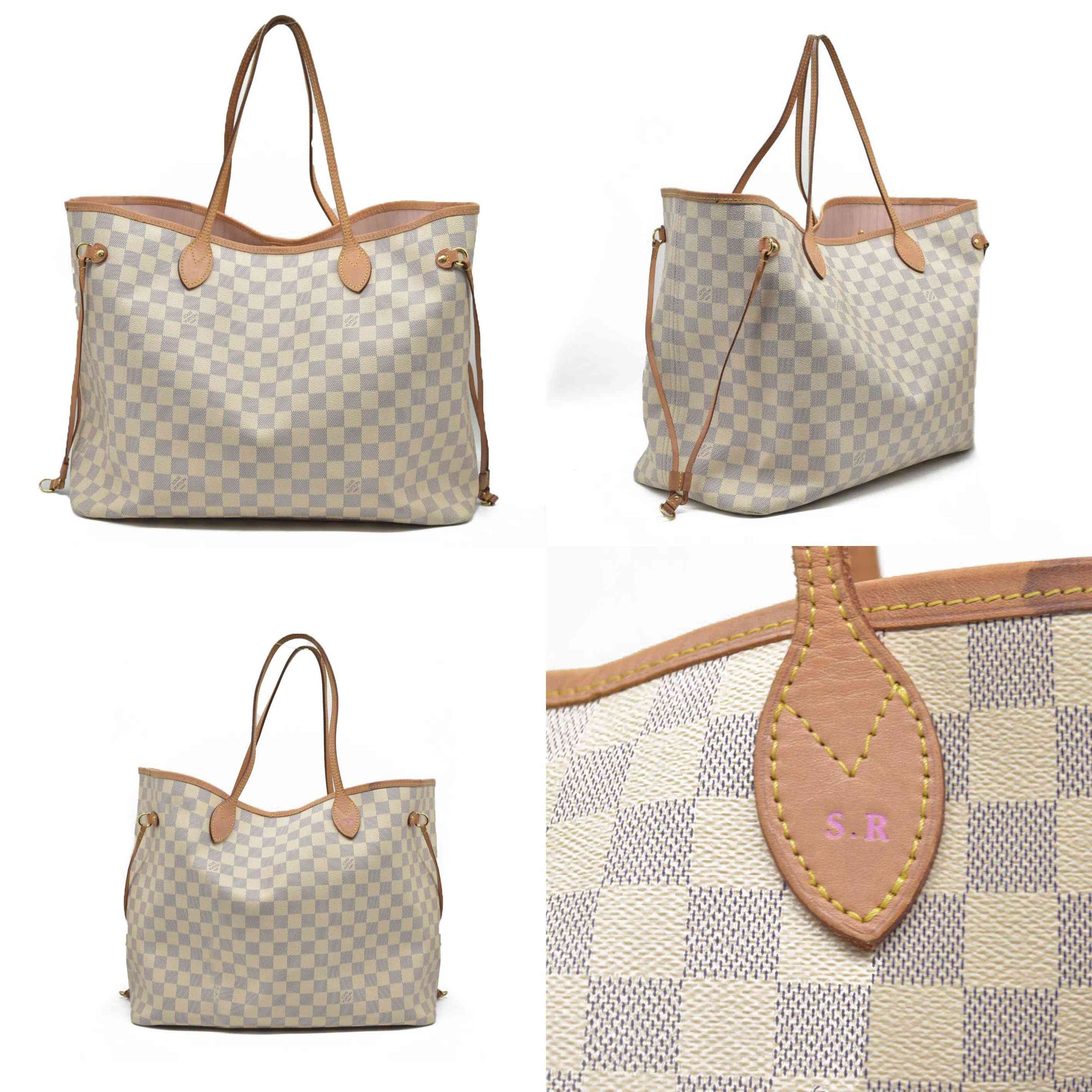$2200 Louis Vuttion Damier Azur Neverfull GM SD4169 Rose Ballerine