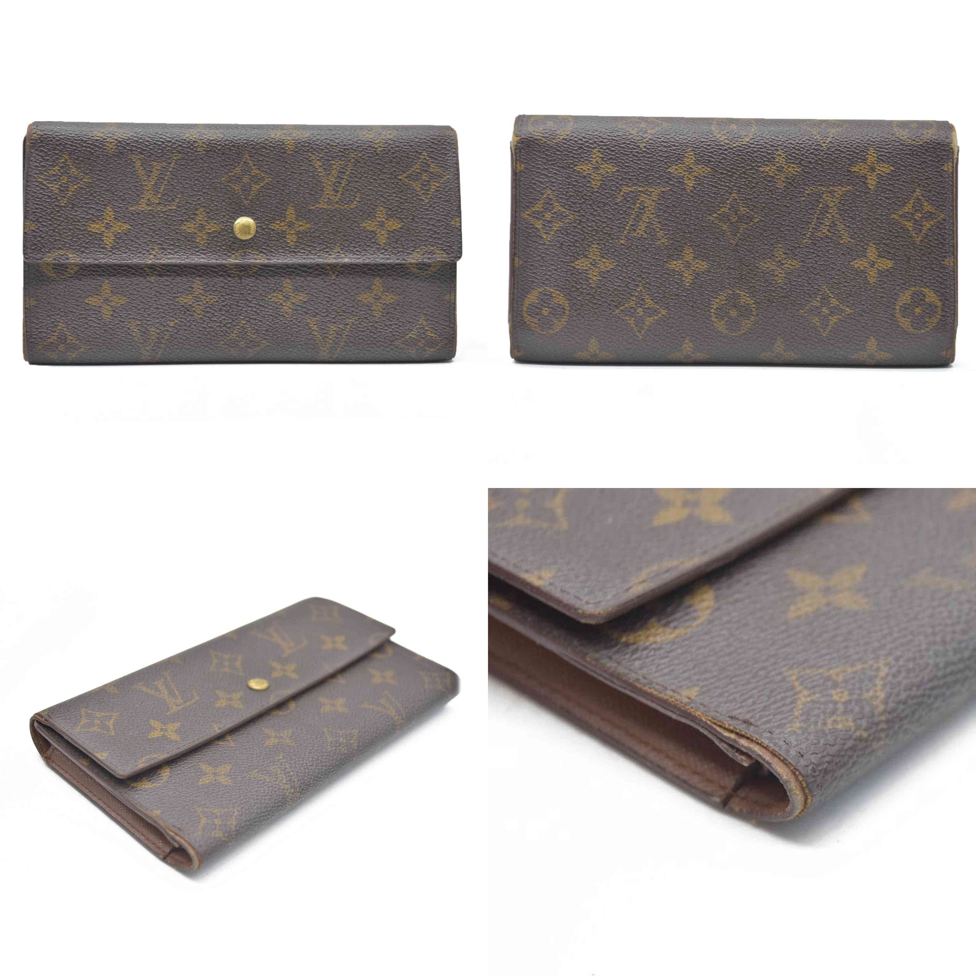 $720 Louis Vuitton Monogram Porte Tresor International Trifold Long Wallet TH1917