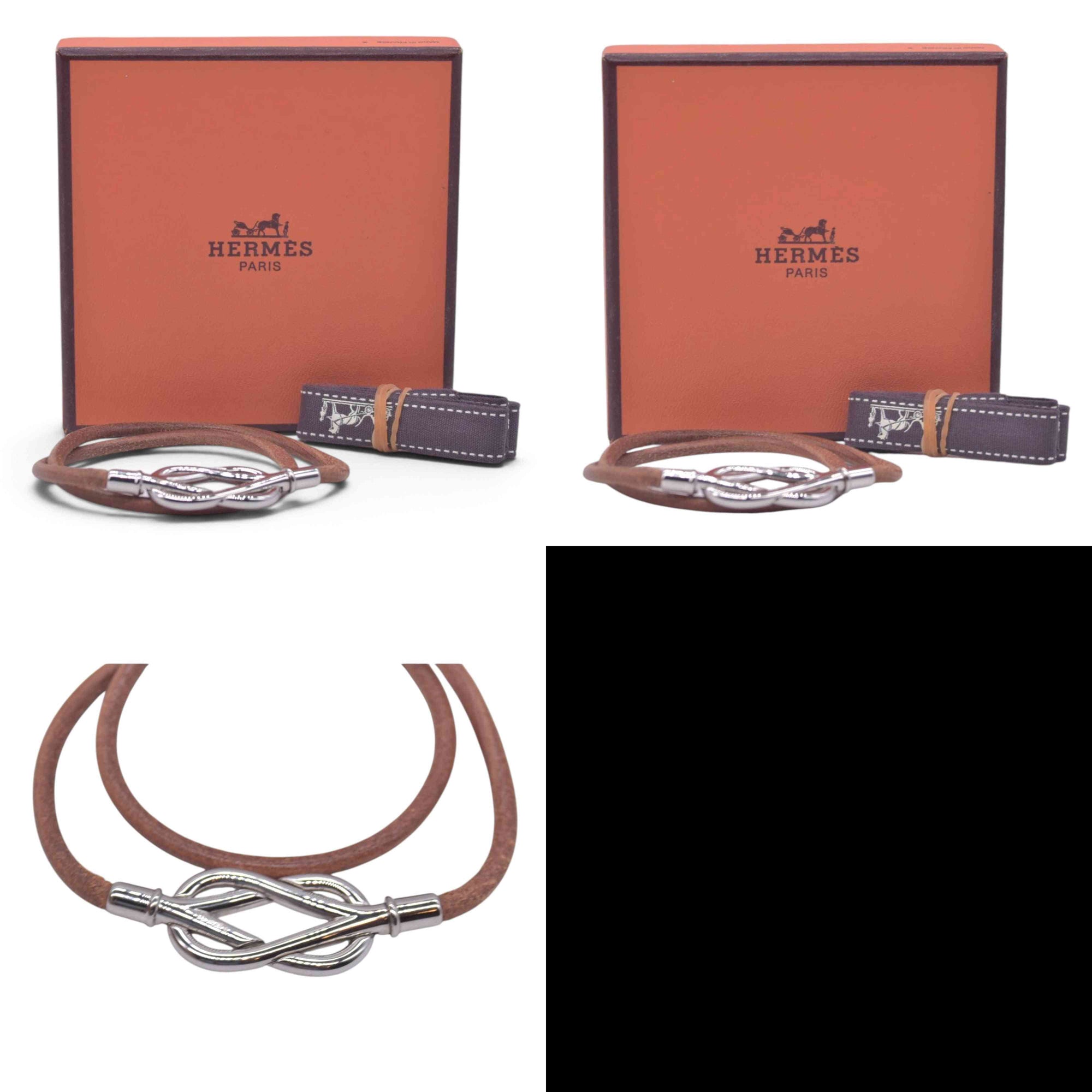 $420 HERMÈS Swift Leather Atame Double Tour Bracelet Natural Tan CONSIGNMENT 10021600