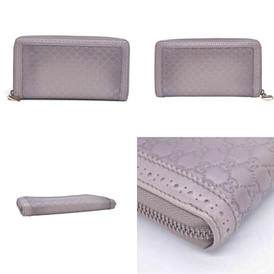$880 GUCCI Grey Microguccissima Zip Around Organizer Travel Wallet CONSIGNMENT 10021435