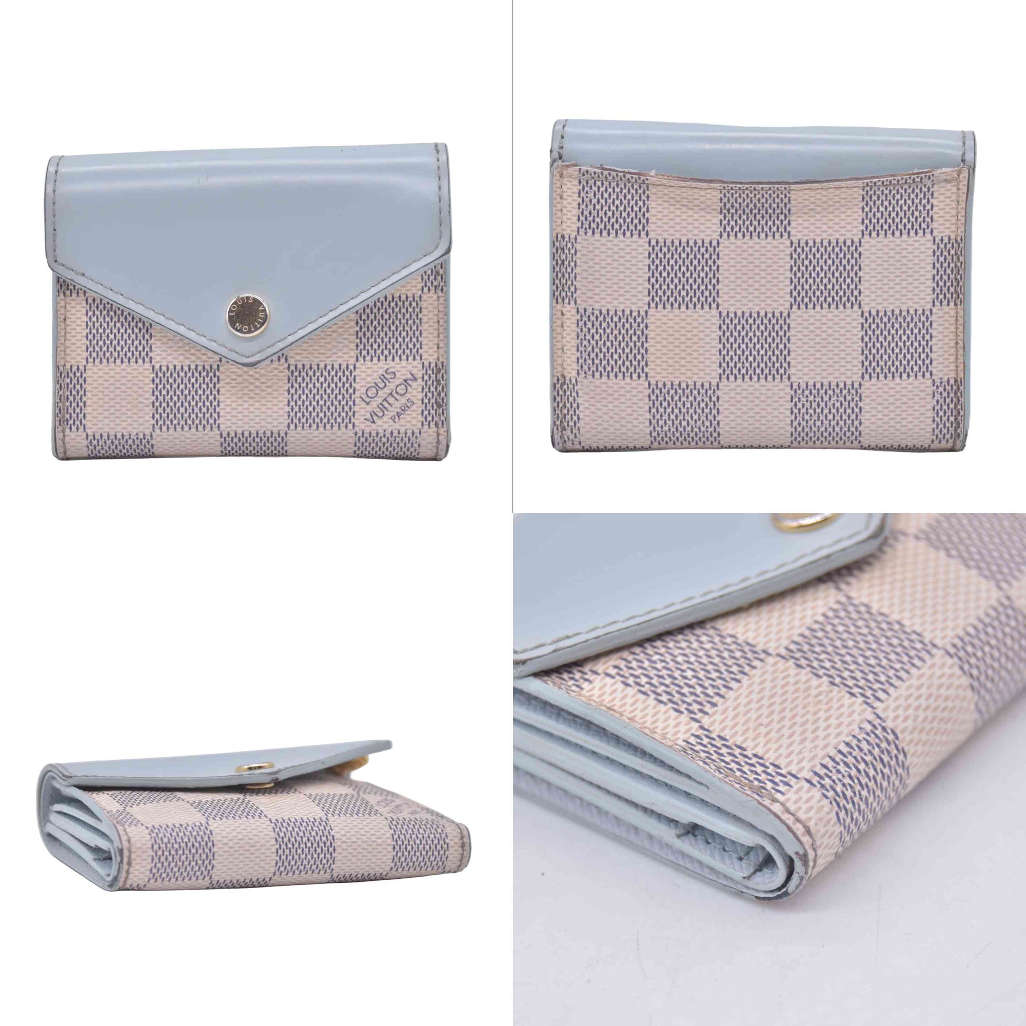 $570 2021 Louis Vuitton Damier Azur Zoe Wallet Olympe MI0261