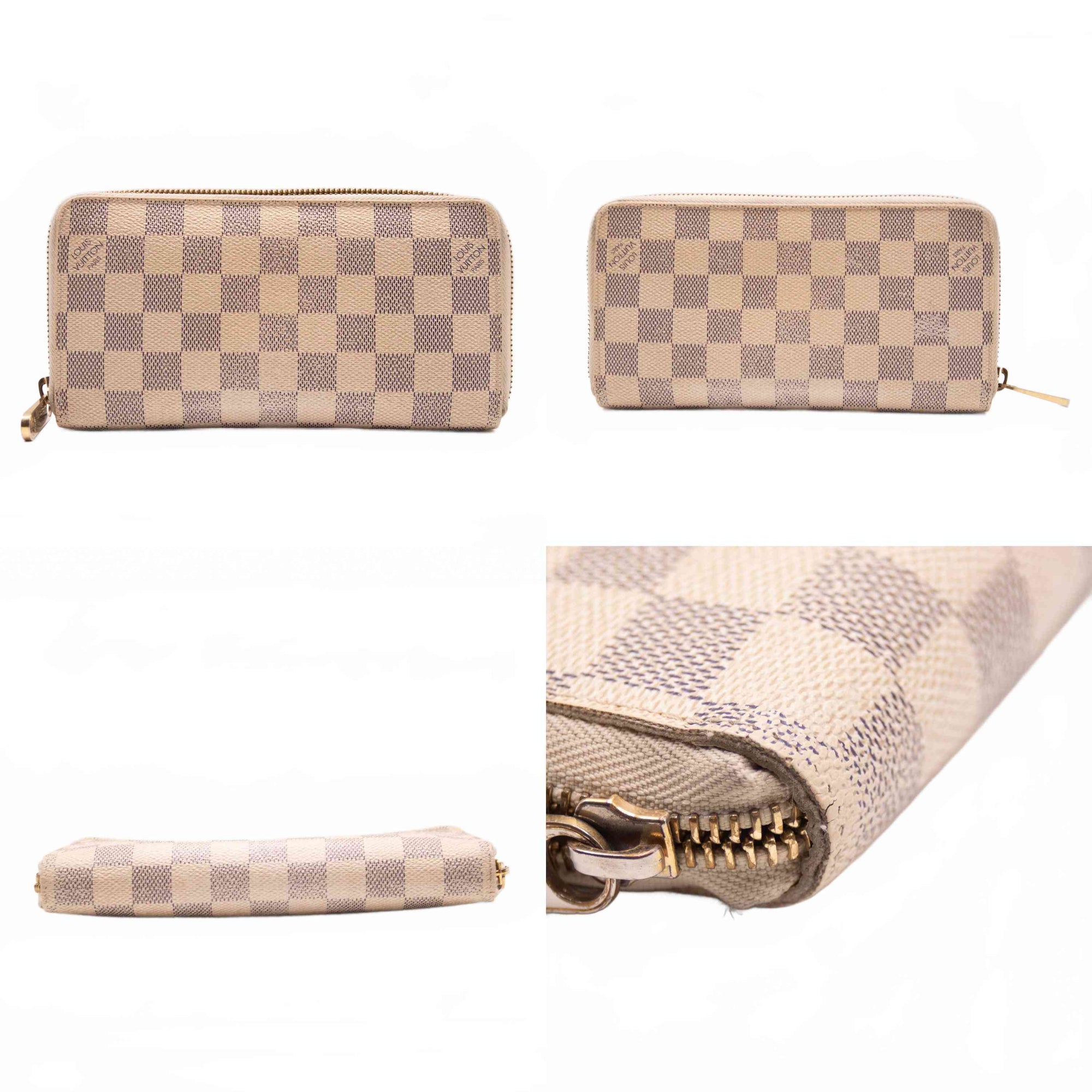 $960 2007 Louis Vuitton Damier Azur Zippy Zip Around Long Wallet White VI5007