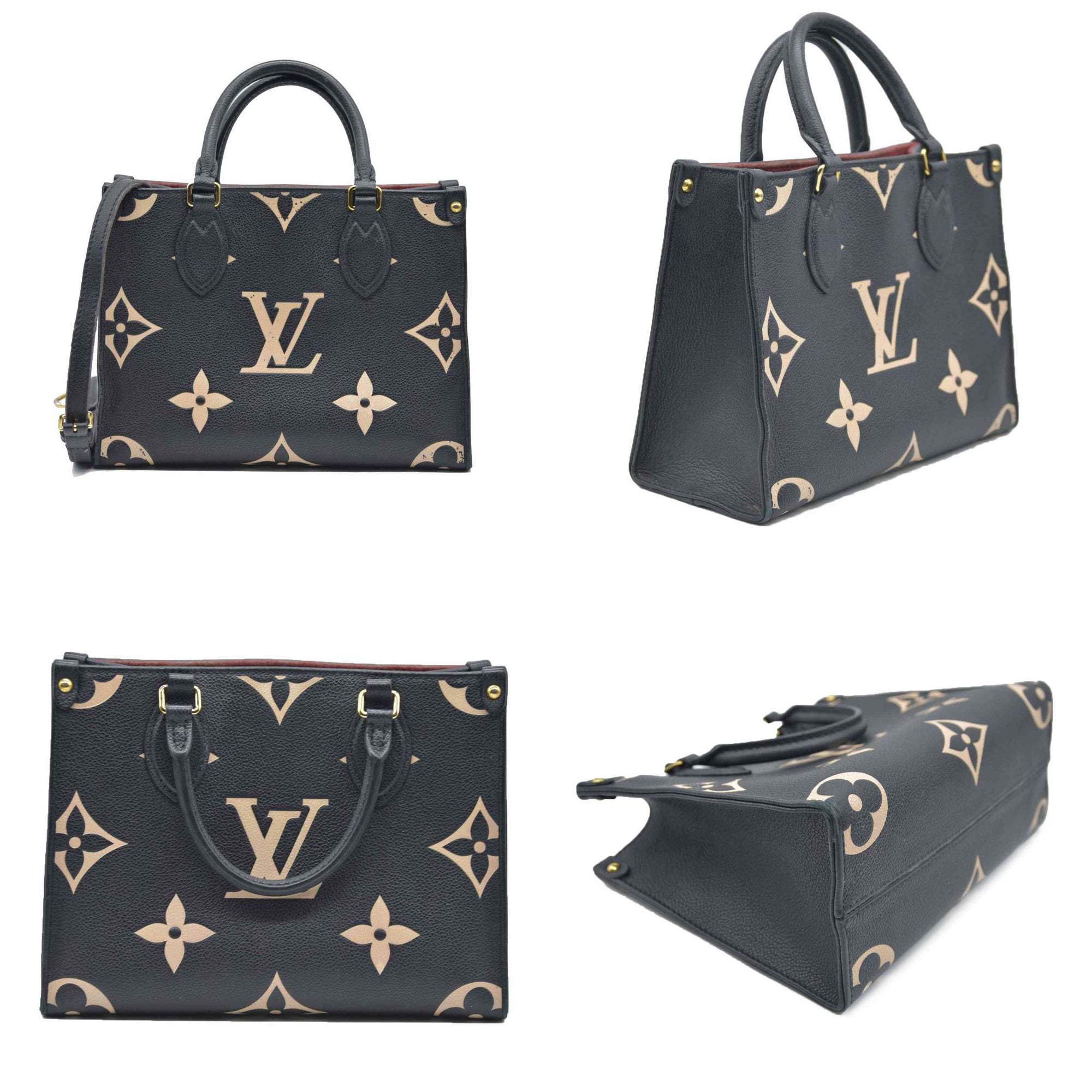 AUCTION $3550 Louis Vuitton Bicolor Monogram Empreinte Leather Onthego PM RFID