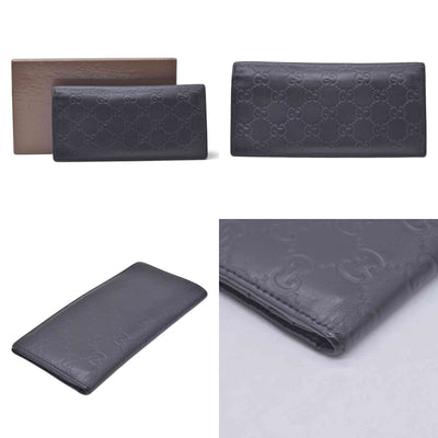 $620 GUCCI Guccissima Long Continental Flap Wallet Black CONSIGNMENT 10021591