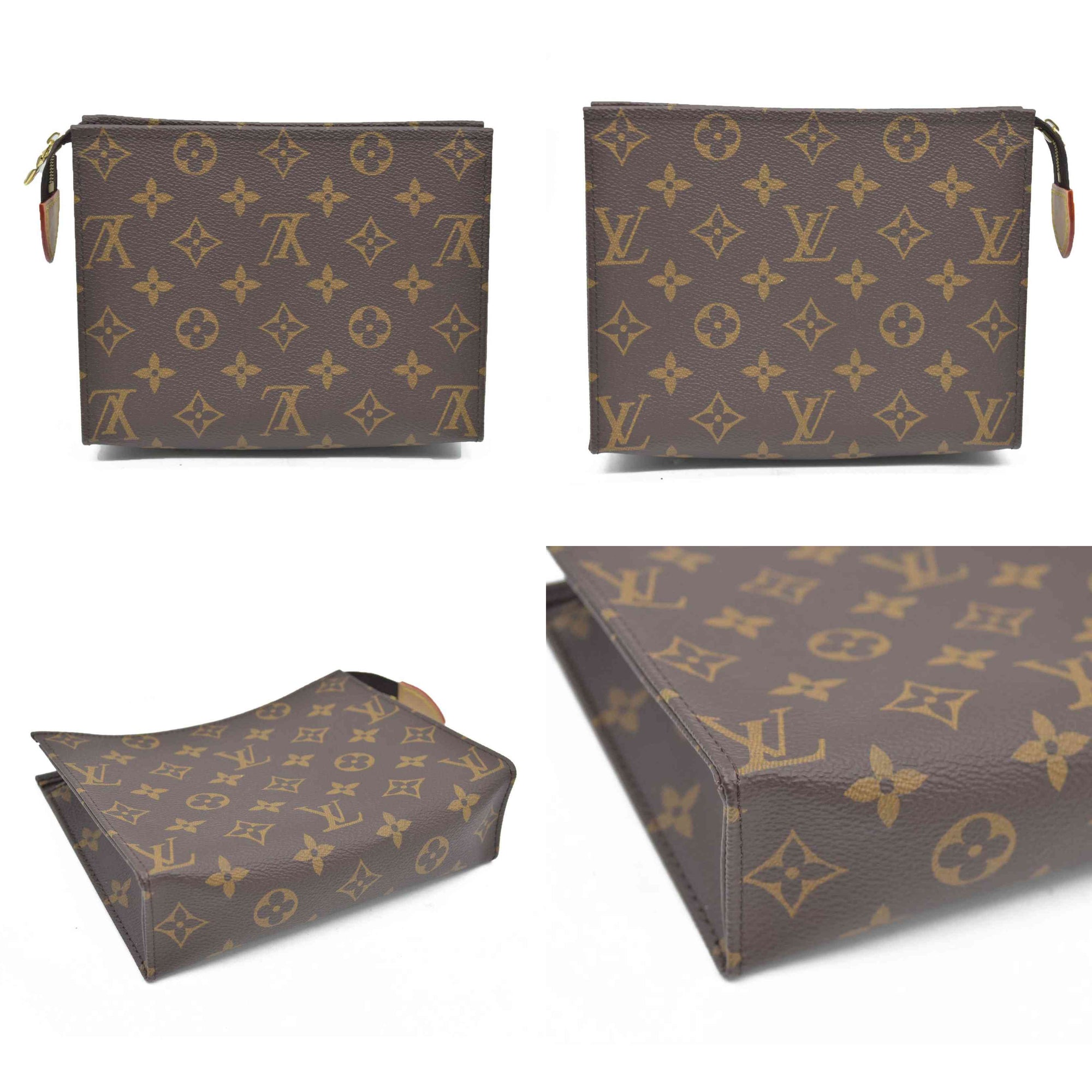 $885 RFID Louis Vuitton  Monogram Toiletry Pouch 19 Red CONSIGNMENT