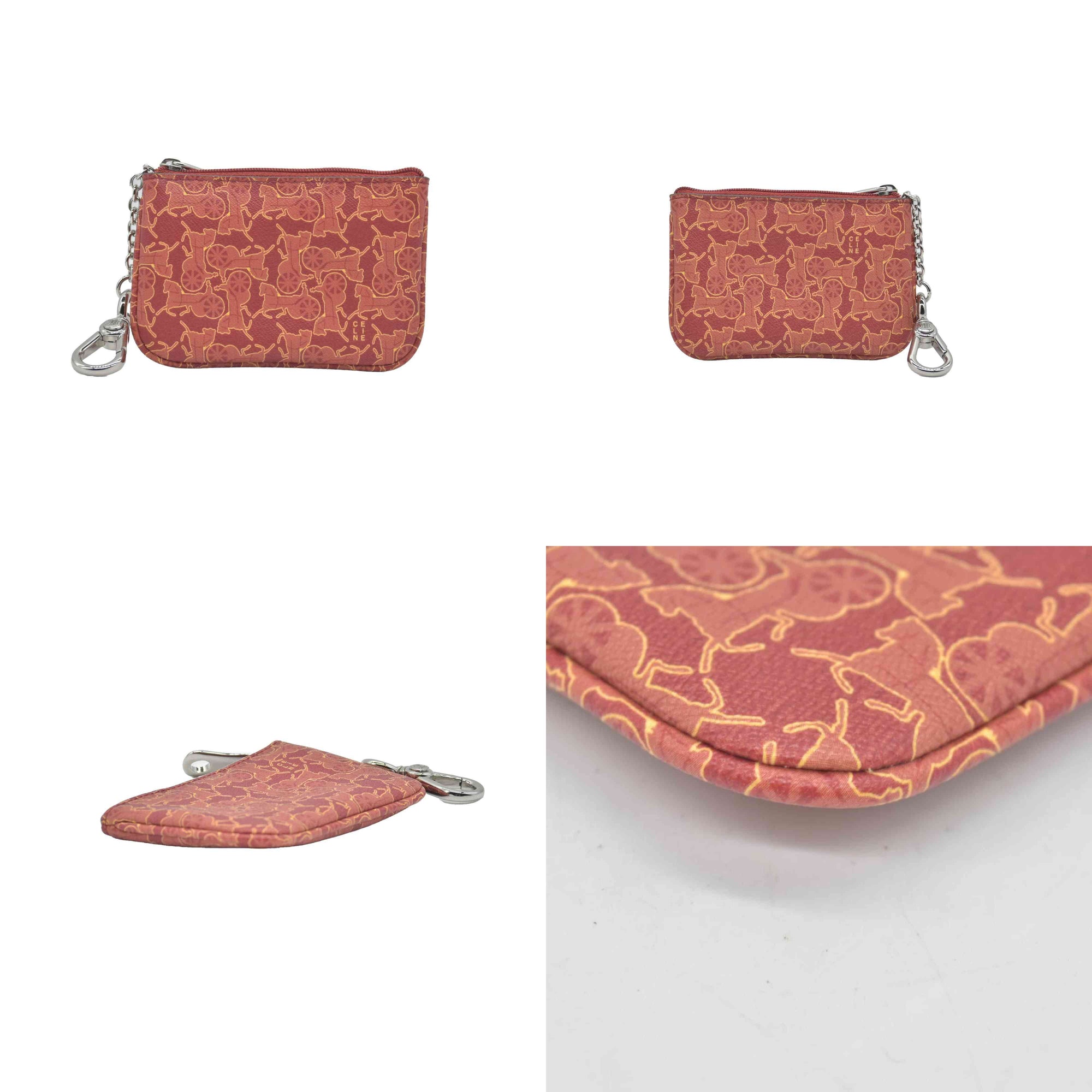 $430 Celine Vintage Le Horse Carriage Key Chain Wallet CONSIGNMENT