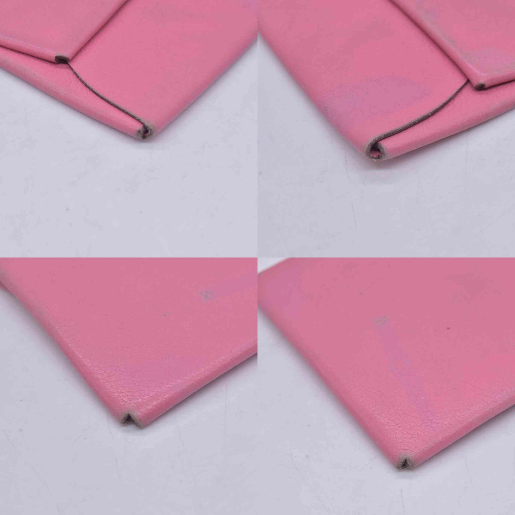 $320 HERMES Pink Leather Envelope Card Holder Pouch CONSIGNMENT 10021598