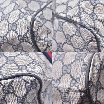 $1150 GUCCI Vintage Navy GG Supreme Web Boston Duffle Bag Blue Grey CONSIGNMENT 10021219