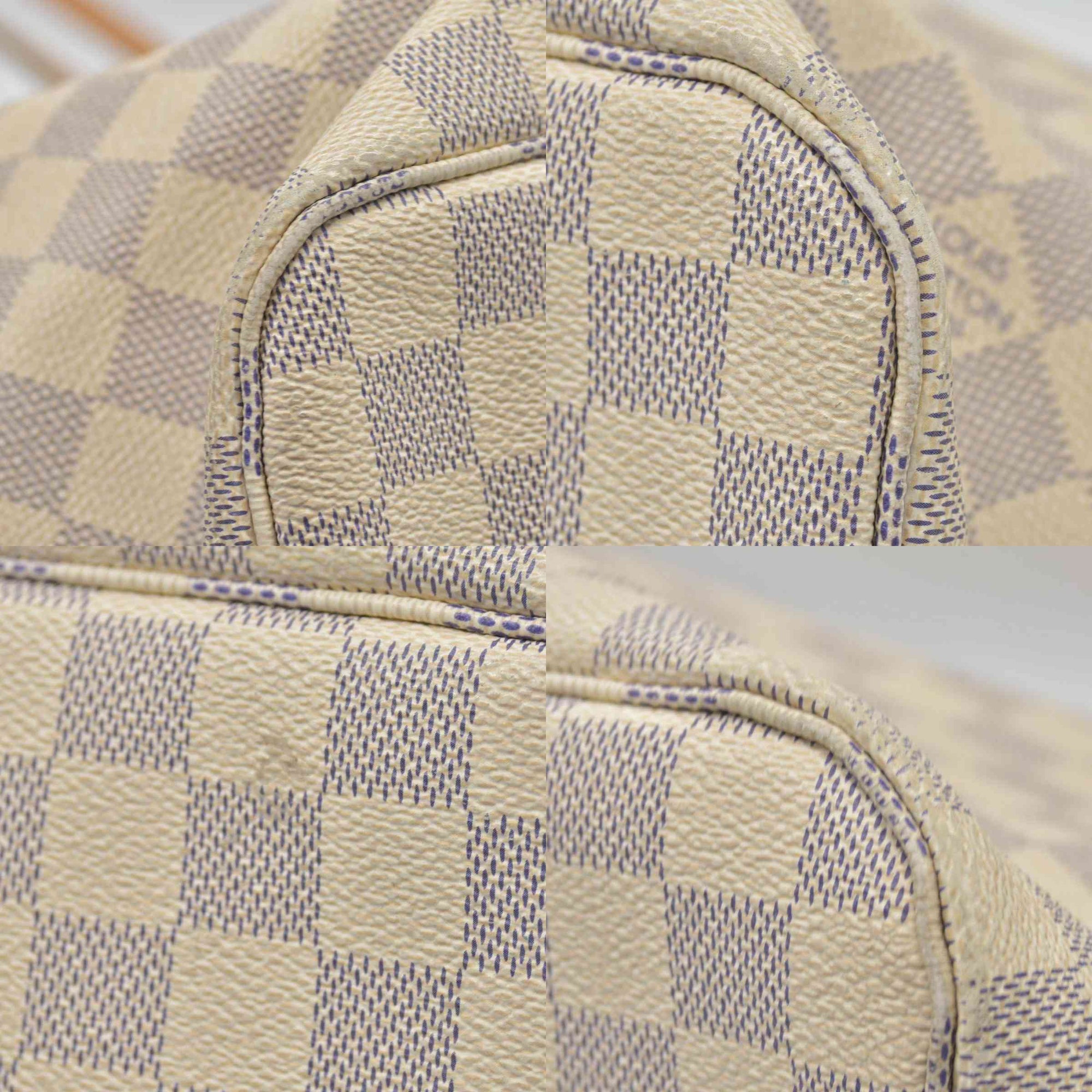 $2170 Louis Vuitton Damier Azur Neverfull MM Rose Ballerine FL4158