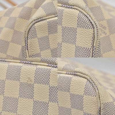 $2170 Louis Vuitton Damier Azur Neverfull MM Rose Ballerine FL4158