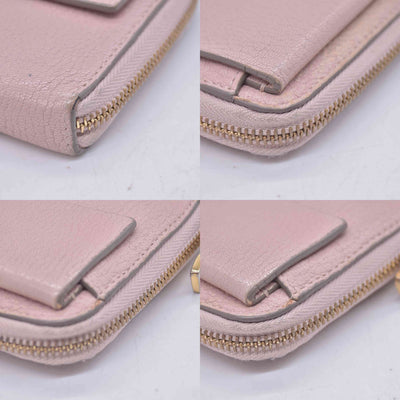 $605 2015 Chloe Long Drew Zip Around Flap Wallet Pink