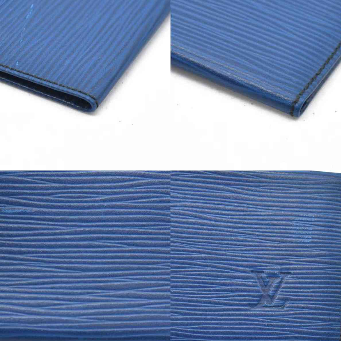 $745 Louis Vuitton Epi Agenda Poche Leather Pocket Notebook Cover Blue