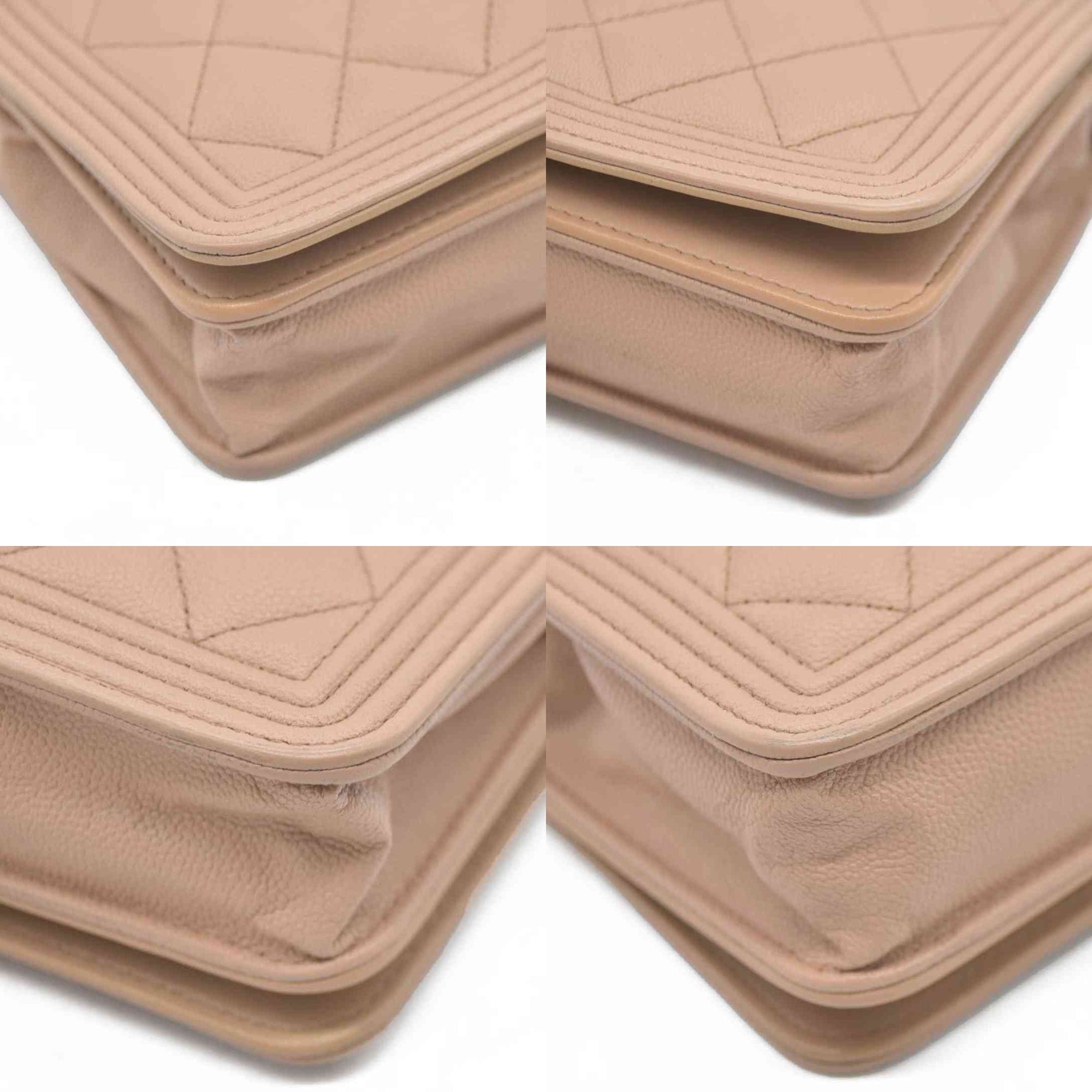 $3575 Chanel Caviar Quilted Boy Wallet On Chain WOC Dark Beige