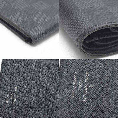 $545 CONSIGNMENT LOUIS VUITTON Damier Graphite Portefeuille Multiple Bifold Wallet Black SP0136