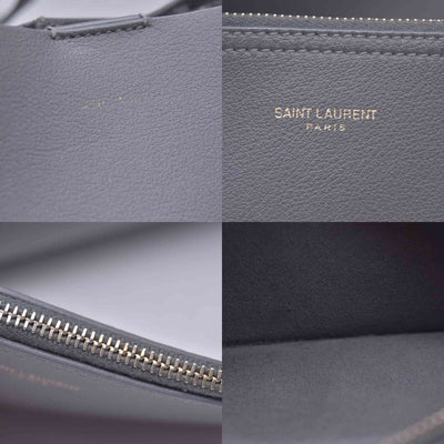 $1350 SAINT LAURENT Calfskin Shopping Toy Tote Grey CONSIGNMENT 10021250