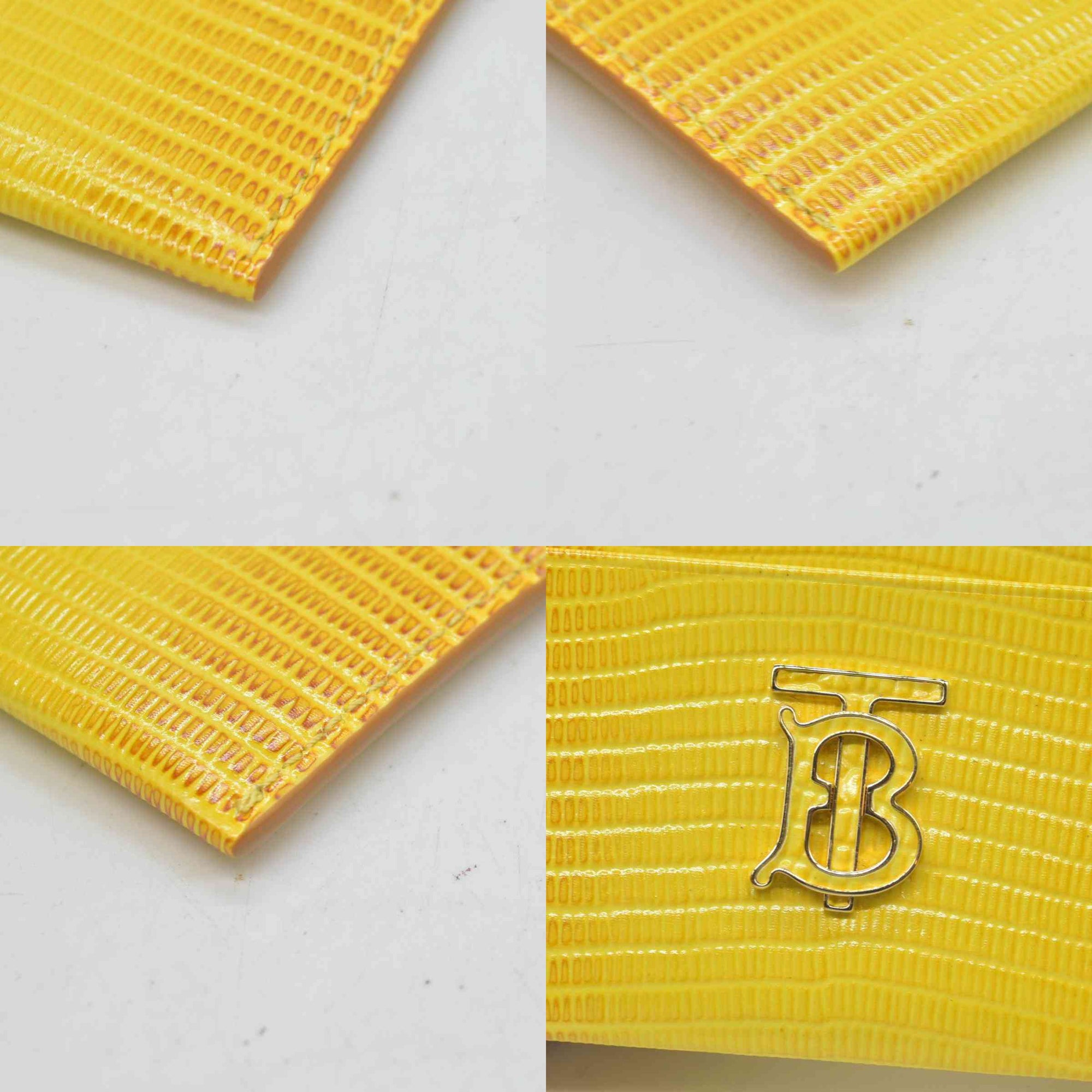 Burberry embossed leather tb card case Yellow CONSIGNMENT