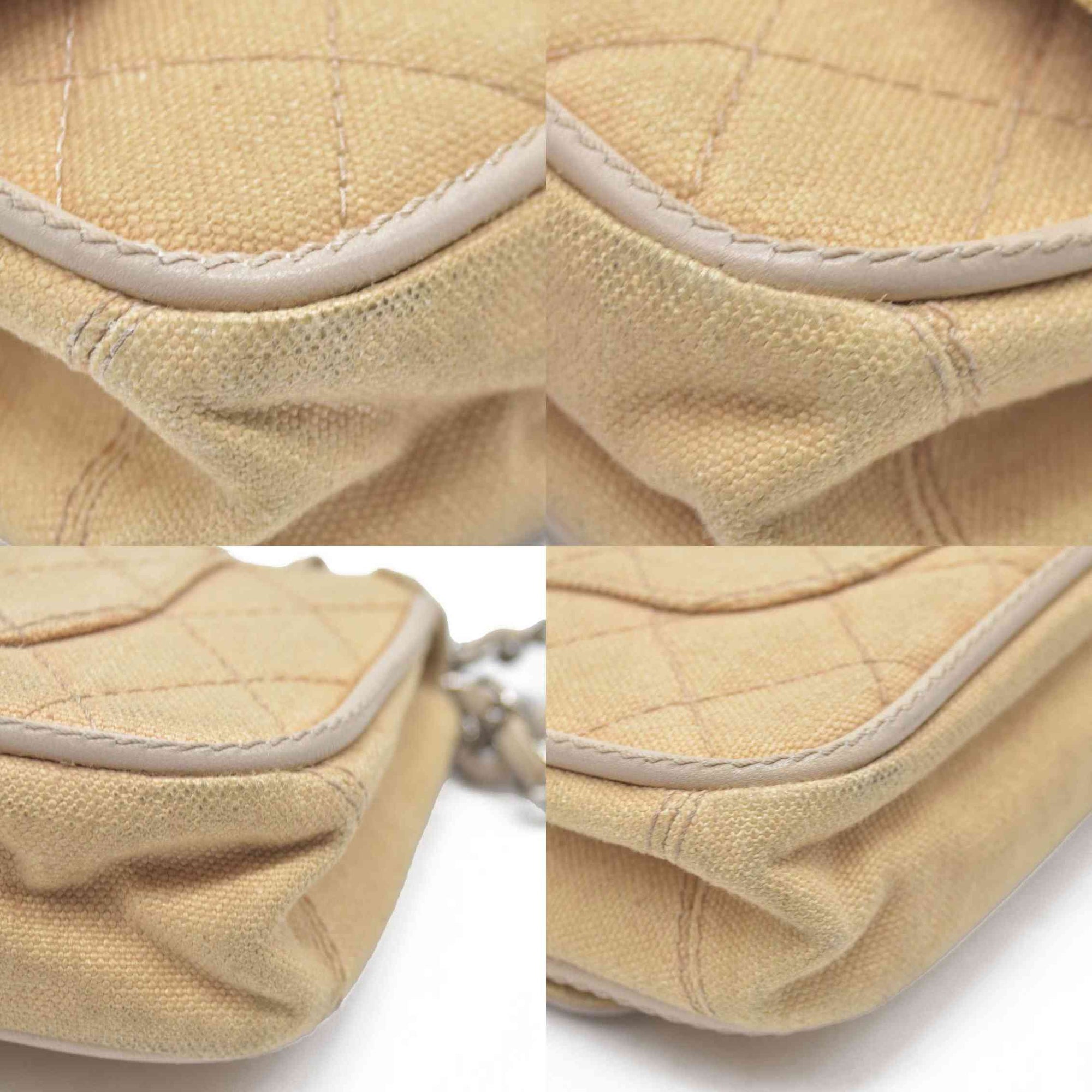 $2900 CHANEL 2006-2008 Medium Classic Lambskin Trimmed Canvas Line Double Flap shoulder bag
