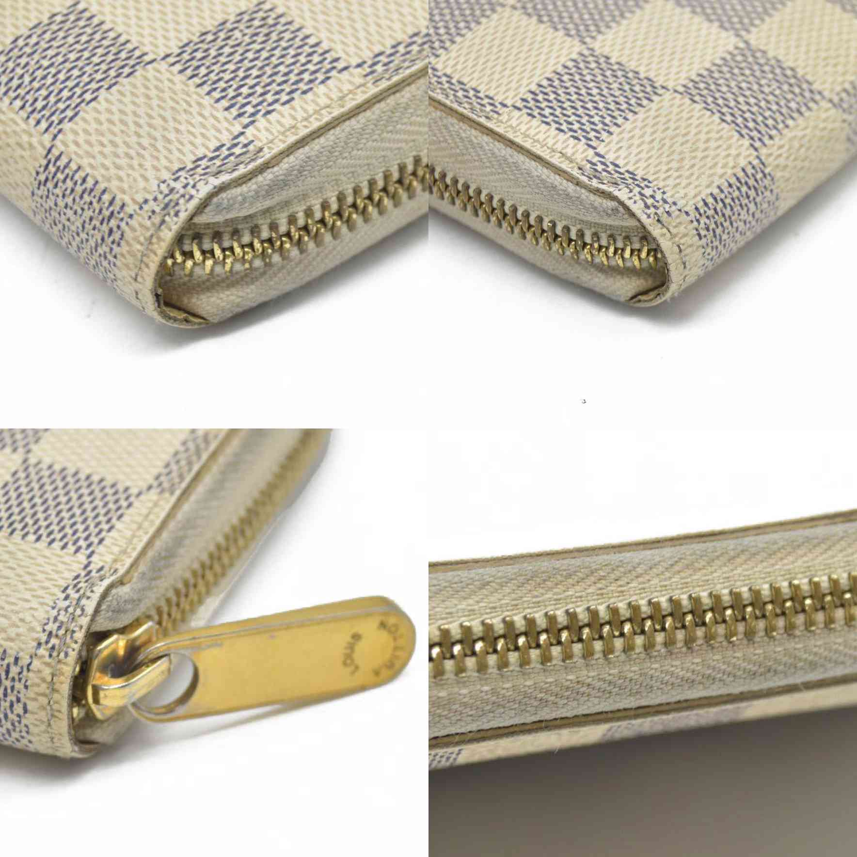 AUCTION $915 Louis Vuitton Damier Azur Zippy Zip Around Long Wallet Purse White CA1132