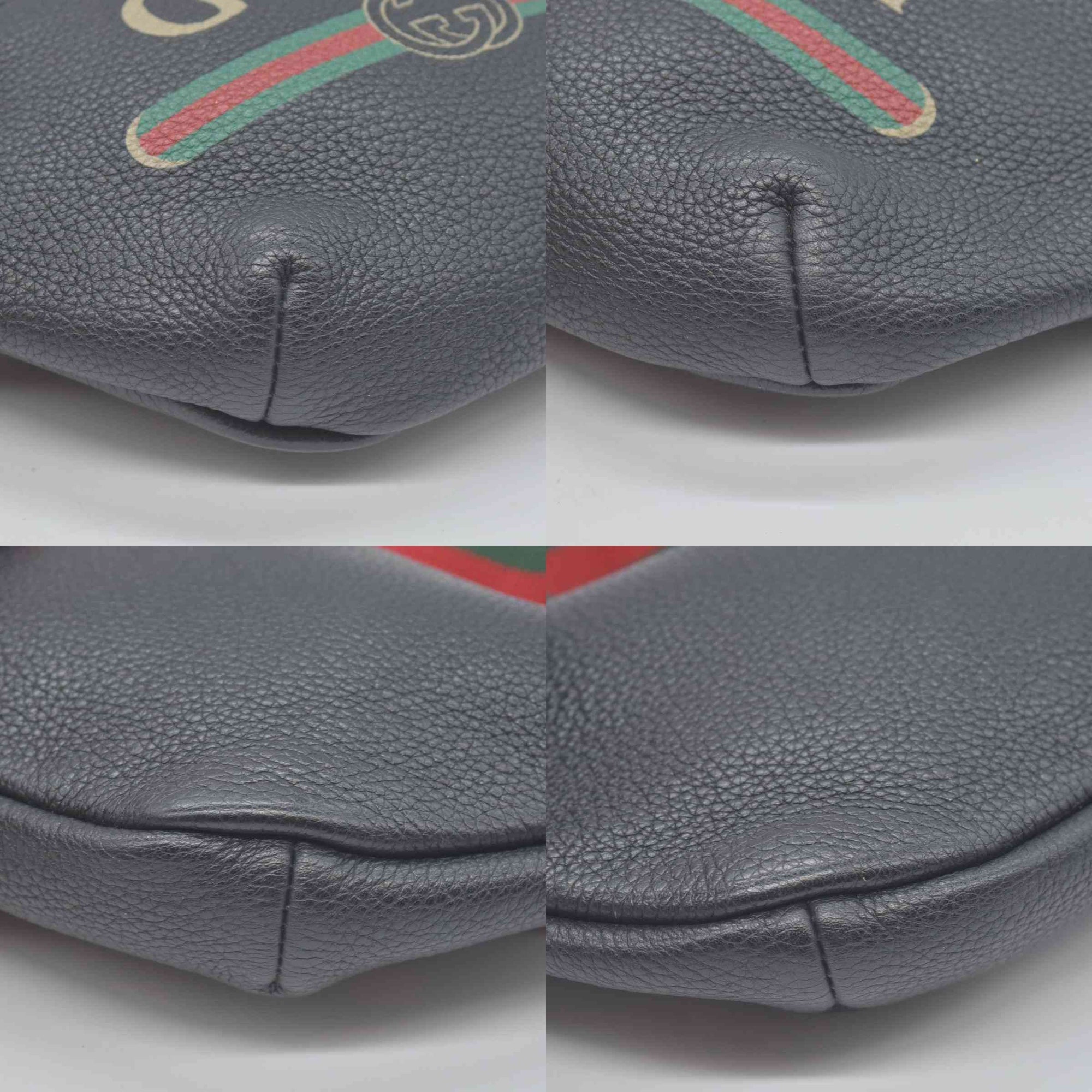 $1290 Gucci Grained Calfskin Small Logo Belt Bag Black