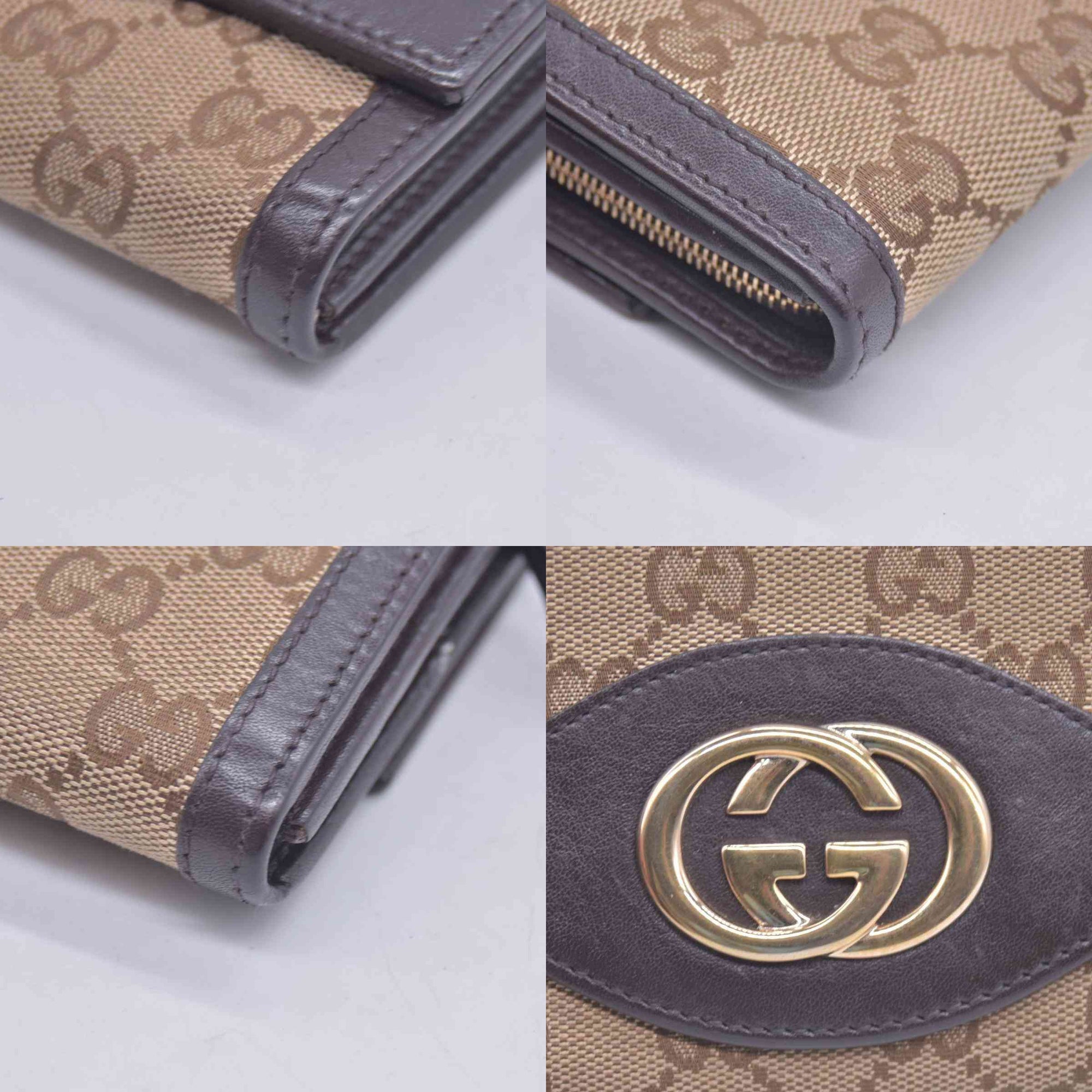 $1150 Gucci GG Brown Canvas Bifold Wallet  CONSIGNMENT 10021043