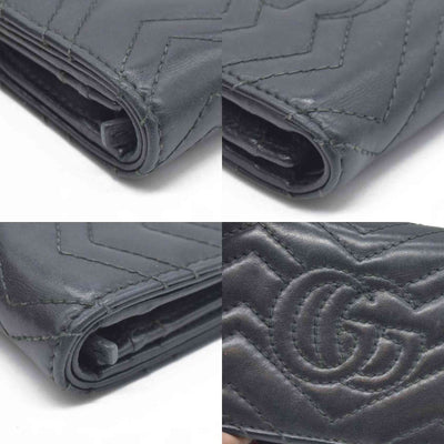 $580 CONSIGNMENT Gucci GG Marmont Quilted Bifold Compact Wallet Black