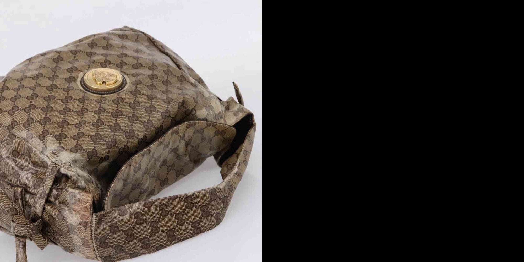 $750 Gucci Hysteria Fold Over Hobo GG Coated Canvas Medium