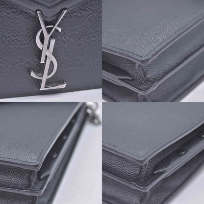 $2850 2019 SAINT LAURENT Grain De Poudre Monogram Cassandra Clasp Bag Black 10021090