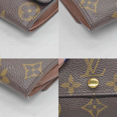 Louis Vuitton Monogram Porte Monnaie Plat Coin Purse Wallet Brown CONSIGNMENT