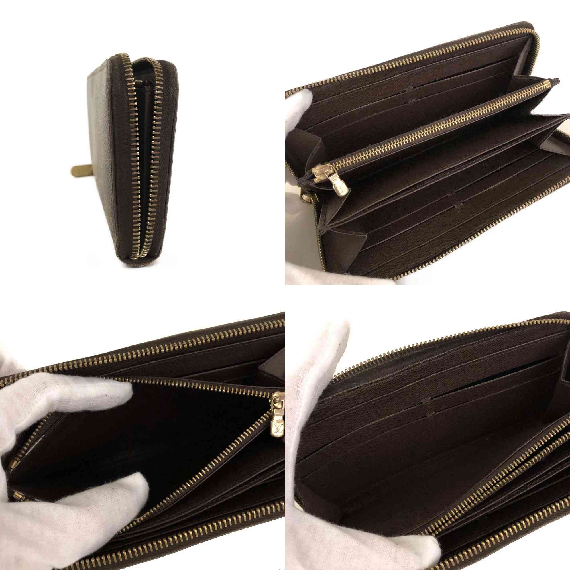 $915 2012 Louis Vuitton Damier Zippy Zip Around Long Wallet Purse Brown CA5102
