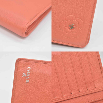 $925 2008 Chanel Camellia Butterfly Coco Mark Fisher Pink Long Wallet CONSIGNMENT