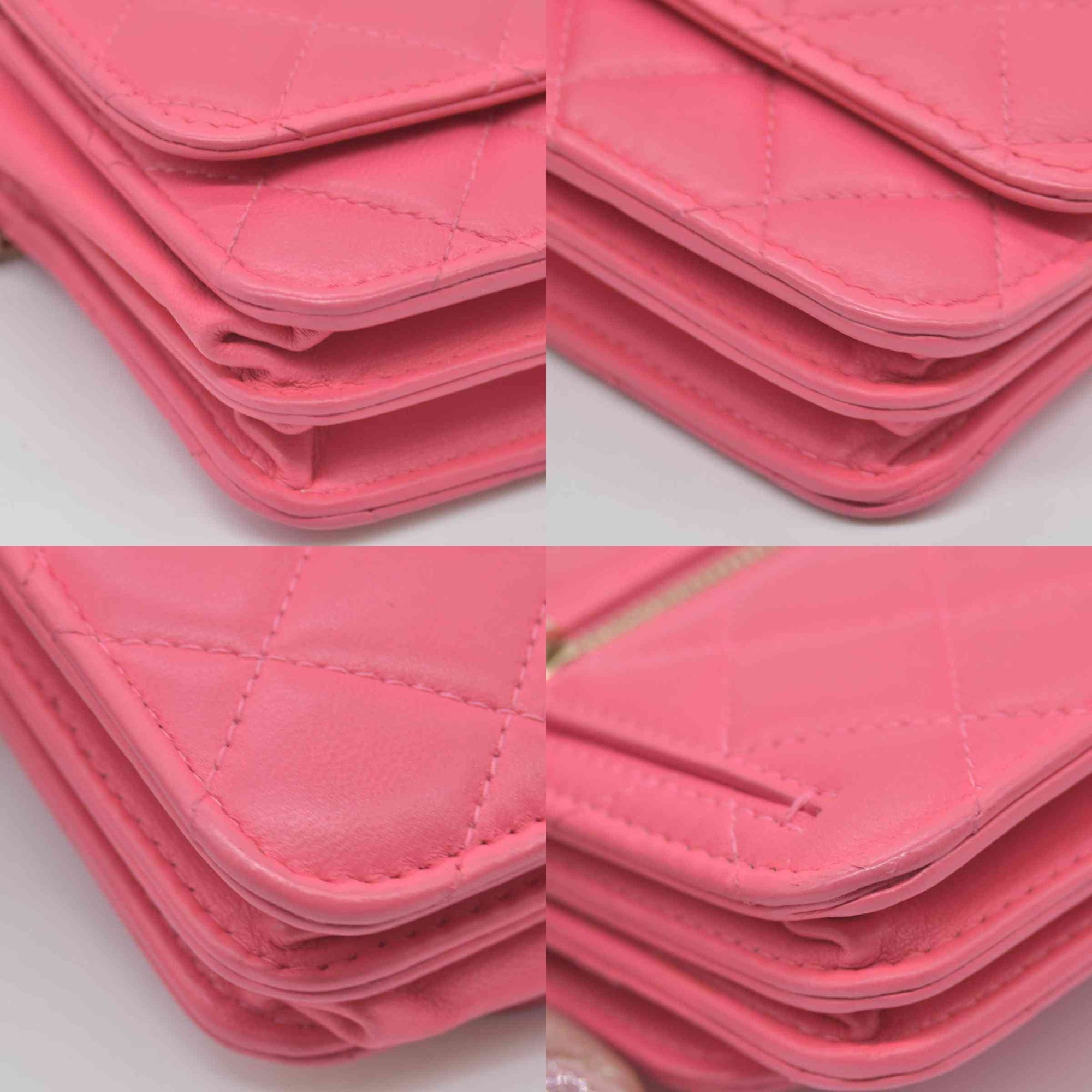 Chanel Lambskin Quilted Mini Trendy CC Wallet On Chain WOC Pink
