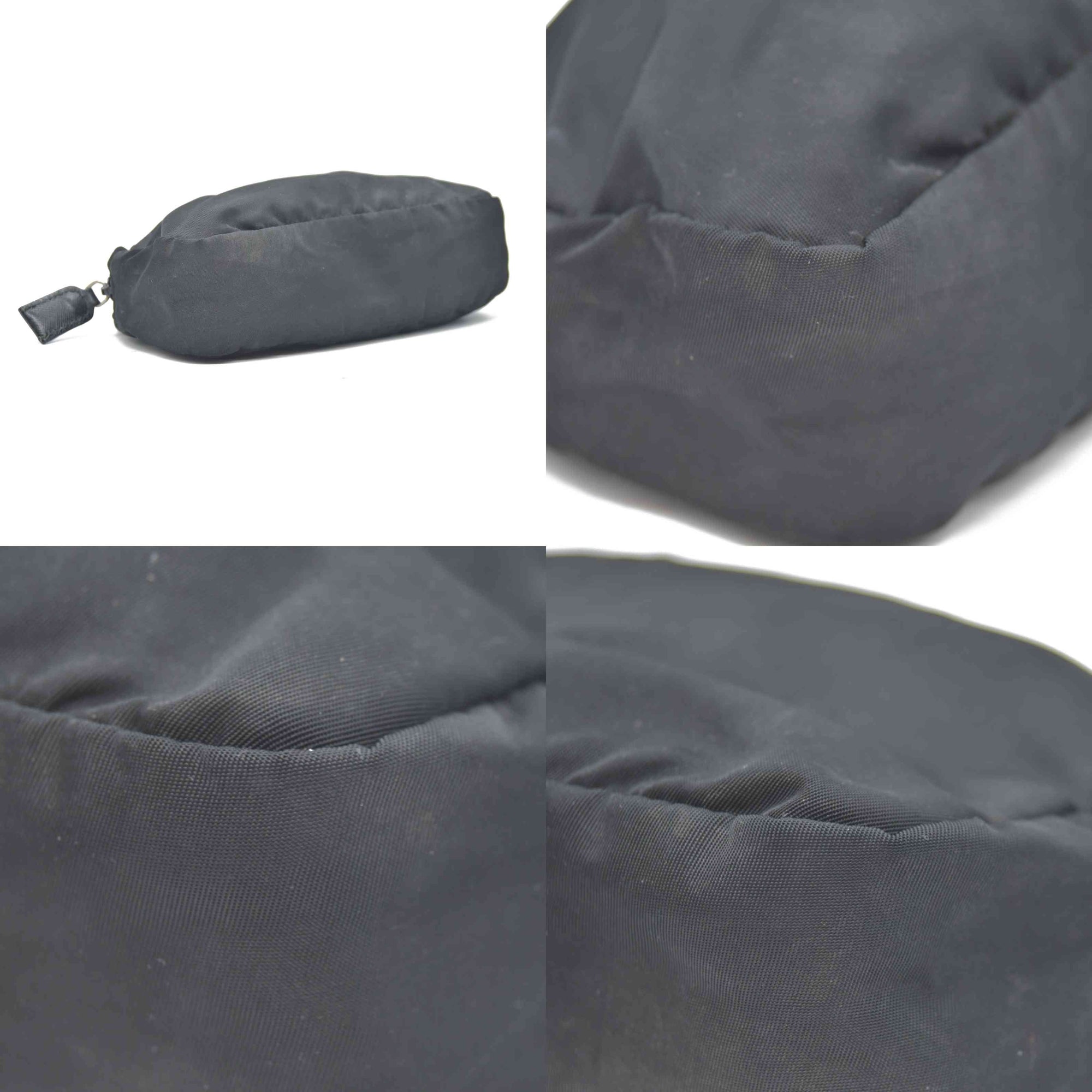 PRADA Logo Plate Nylon Cosmetic Pouch Bag Black