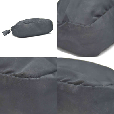 PRADA Logo Plate Nylon Cosmetic Pouch Bag Black