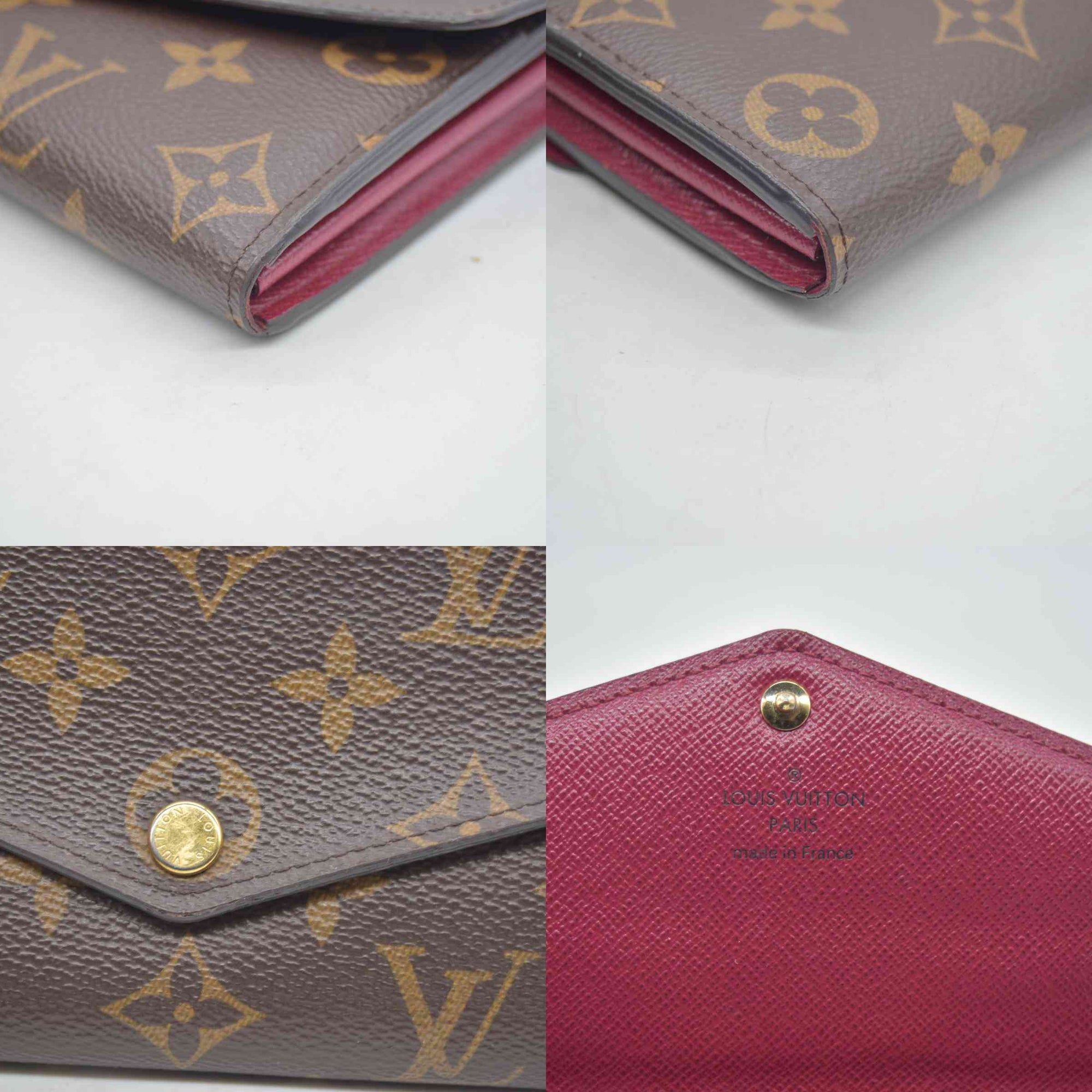$775 2020 Louis Vuitton Monogram Sarah NM Fuchsia Wallet MI4280