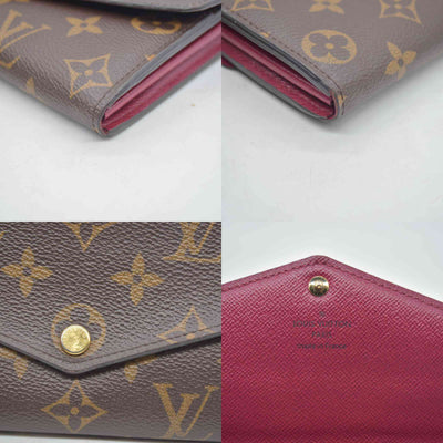 $775 2020 Louis Vuitton Monogram Sarah NM Fuchsia Wallet MI4280