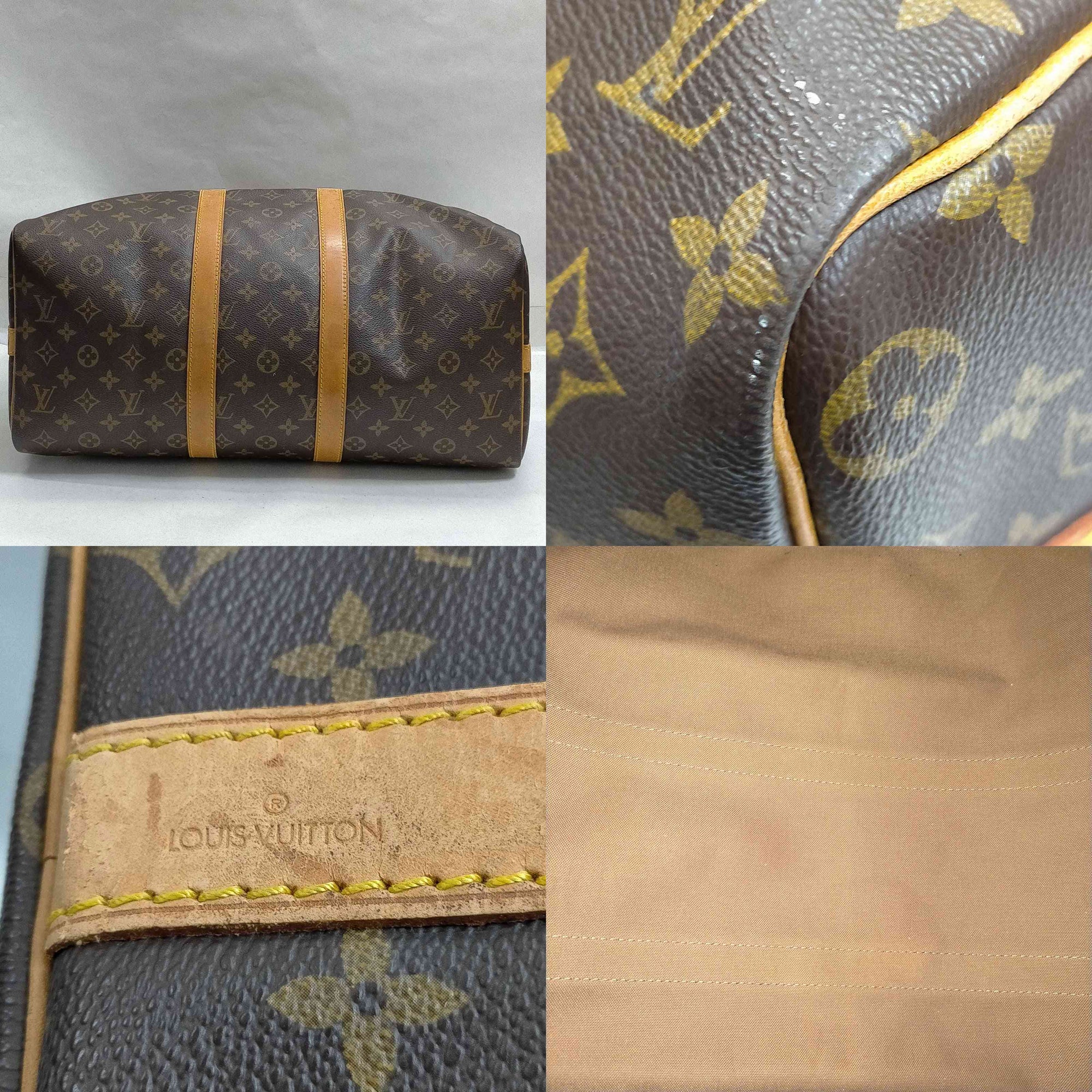 $2650 1991 Louis Vuitton LV Boston Bag Keepall Bandouliere 45 Brown Monogram MI0911