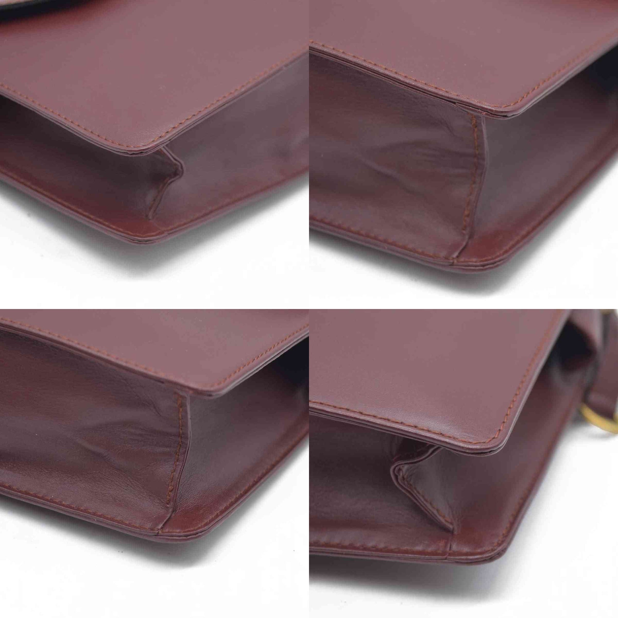 AUCTION CARTIER Must Line Clutch Bag Leather Bordeaux