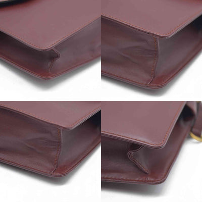 AUCTION CARTIER Must Line Clutch Bag Leather Bordeaux