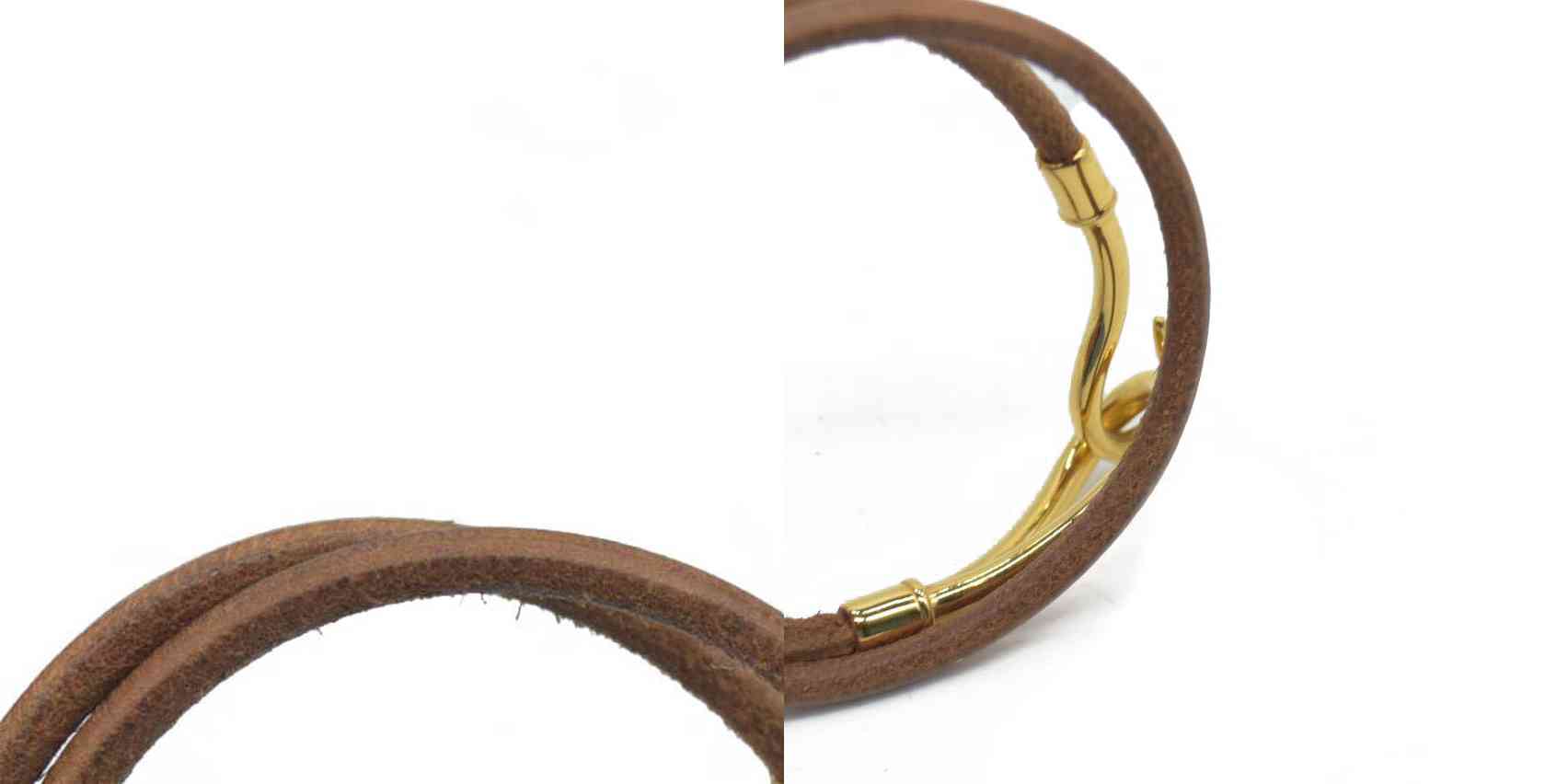 $435 Hermès Leather Jumbo Hook Double Tour Wrap Bracelet