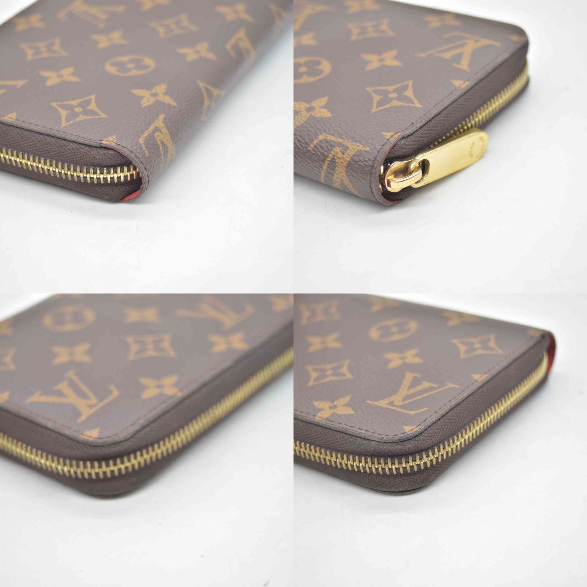 $960 RFID Louis Vuitton Monogram Zippy Wallet Coquelicot