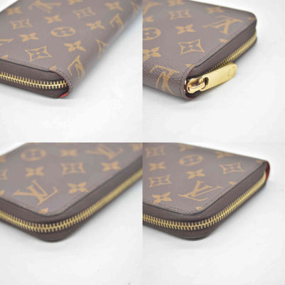 $960 RFID Louis Vuitton Monogram Zippy Wallet Coquelicot