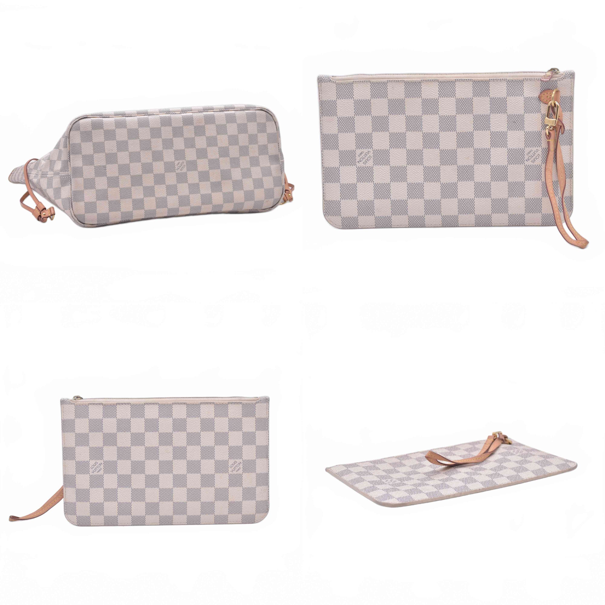$2240 2018 Louis Vuitton Damier Azur Neverfull MM with Pouch SD1118 10021110