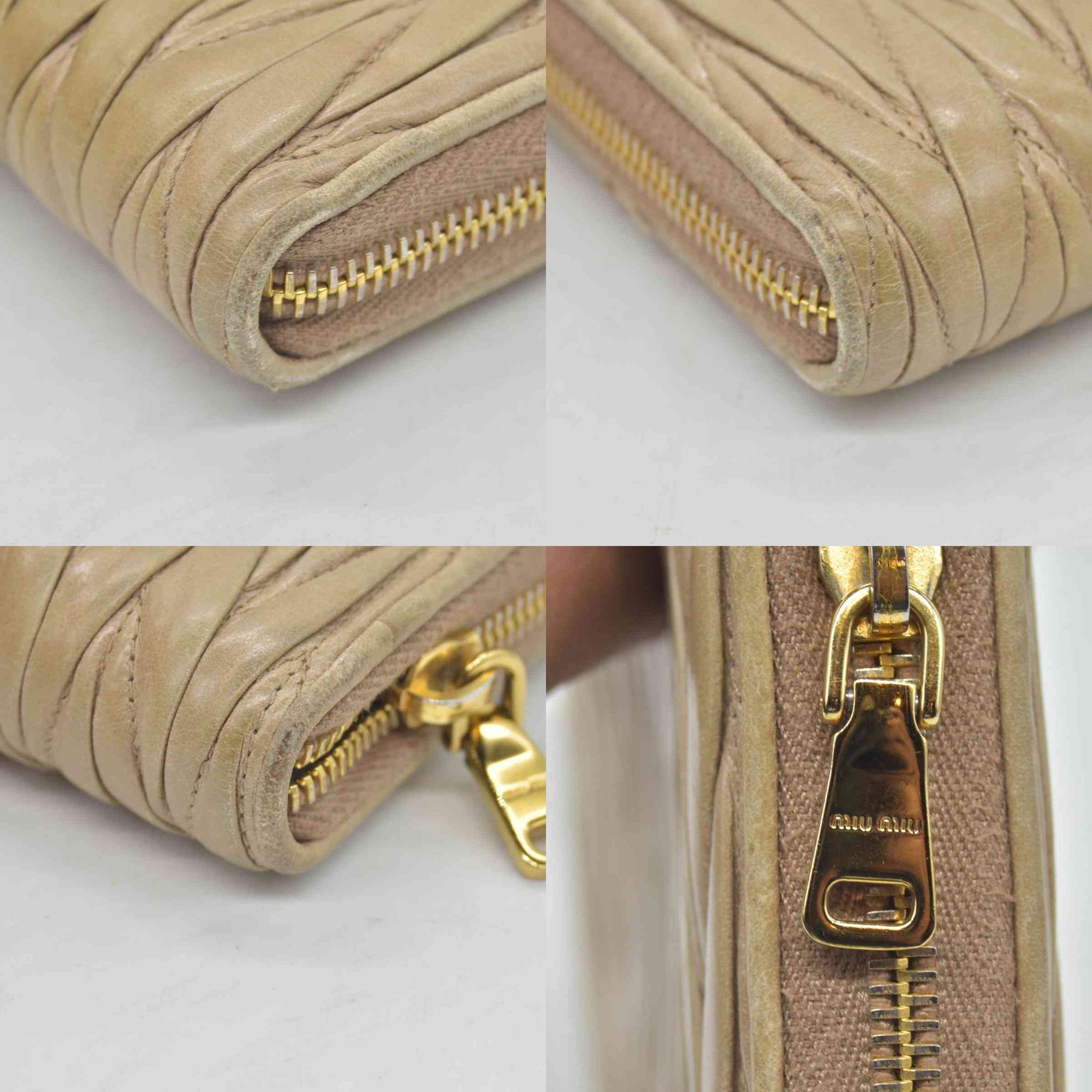 $1020 Miu Miu Matelasse Zip Around Wallet Cammeo CONSIGNMENT