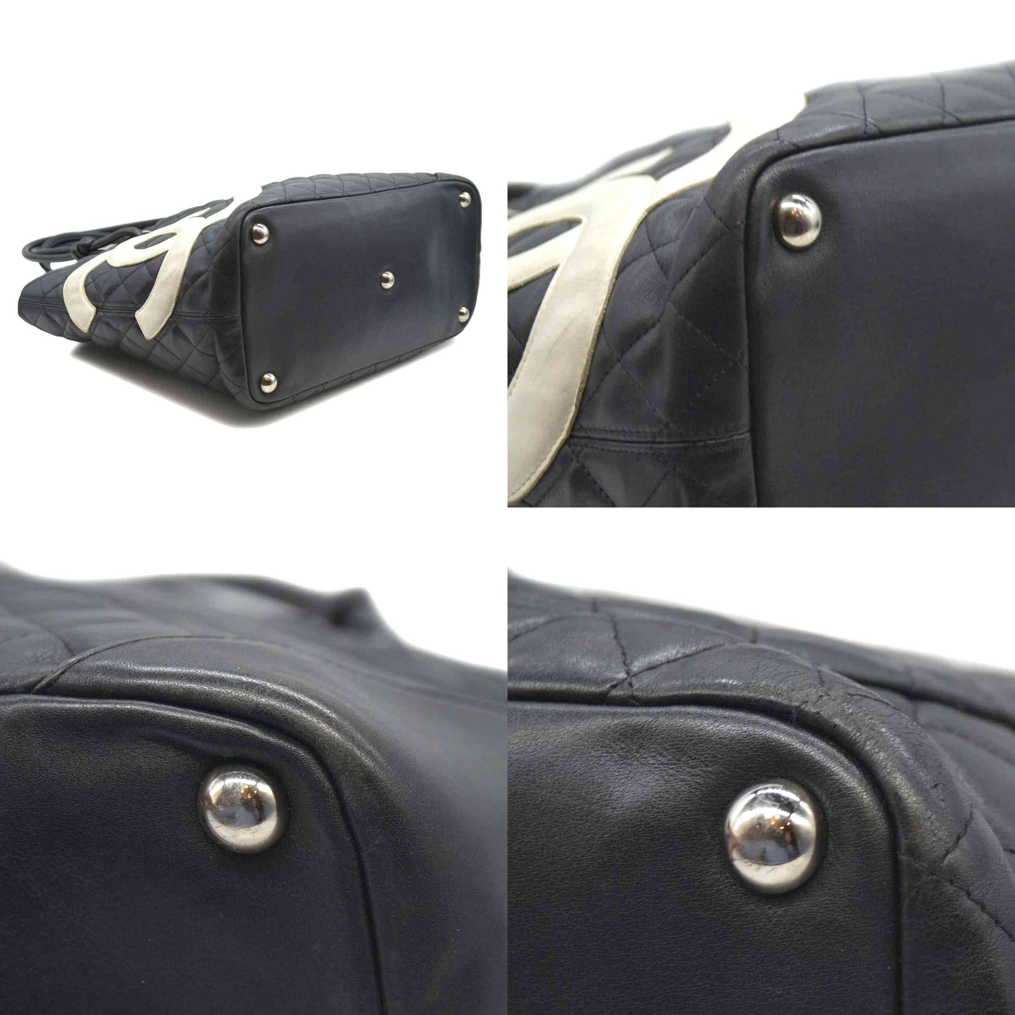 $2250 Chanel Tote Bag Cambon Line Black Lamb Skin 2870059