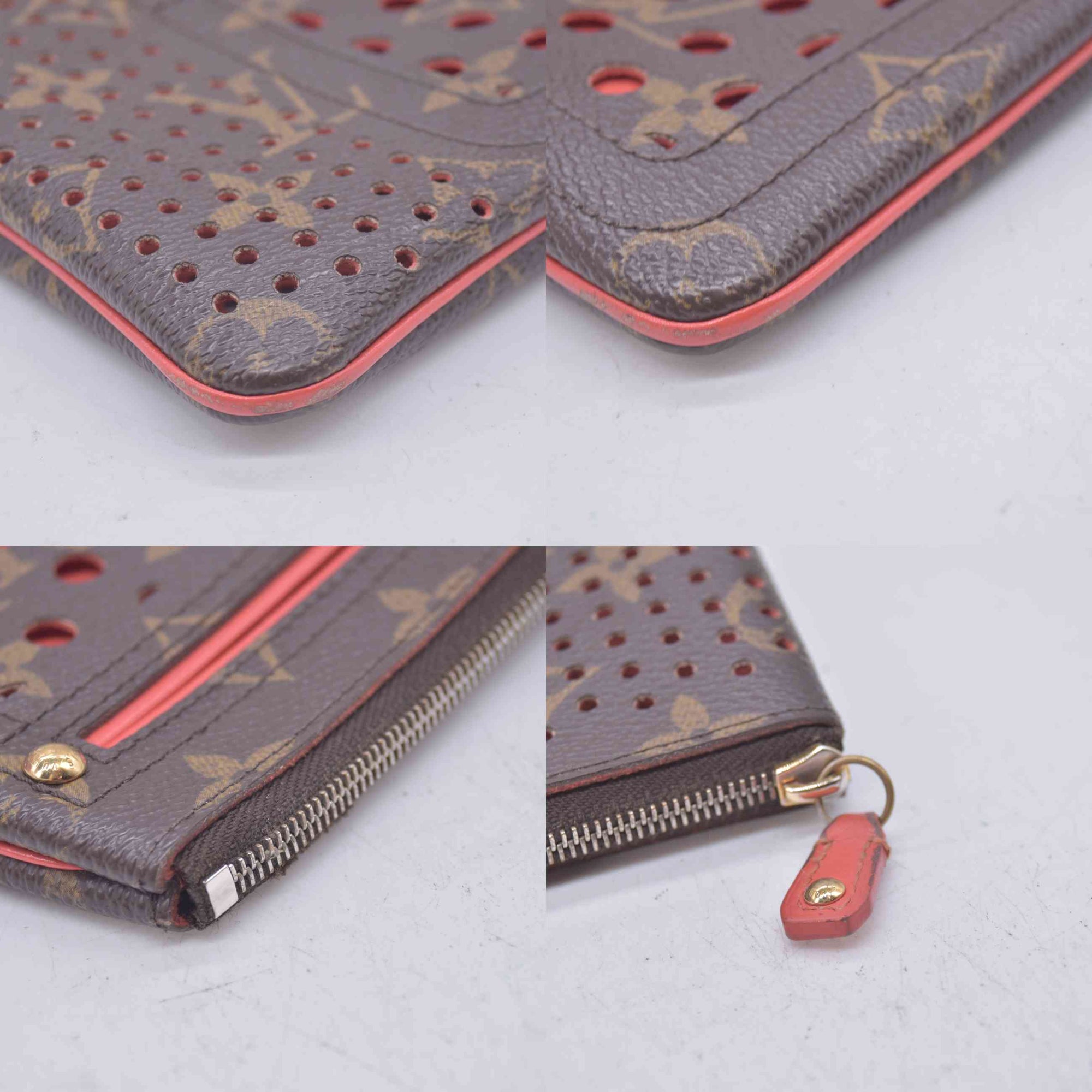 $530 Louis Vuitton Monogram Perforated Pochette Plat Orange