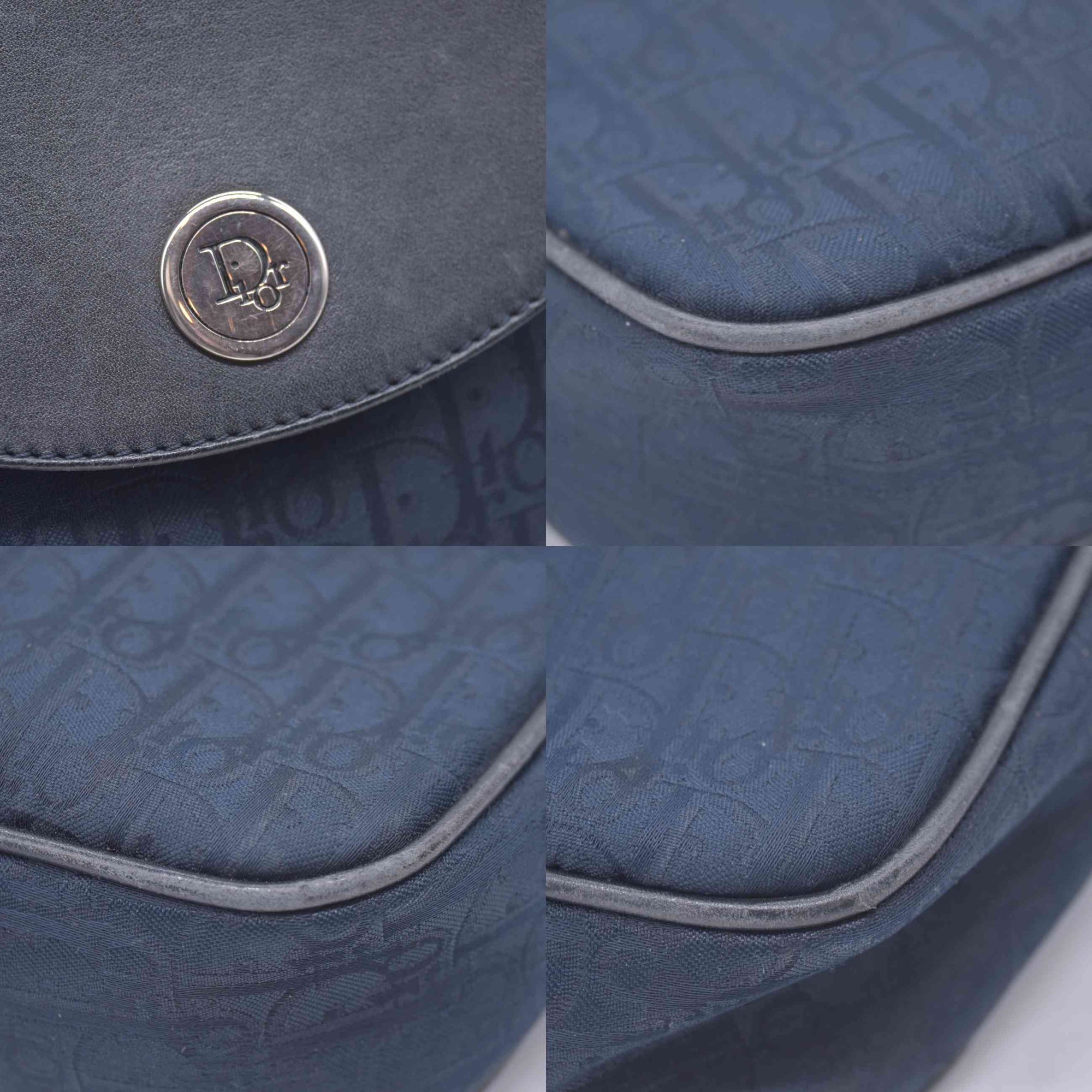 $1250 Christian Dior Oblique Trotter Canvas Leather Shoulder Bag