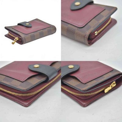 $770 Louis Vuitton Damier Ebene Bordeaux Juliette Wallet Red CONSIGNMENT