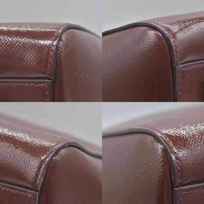 $2750 Givenchy Medium Antigona Satchel in Brown Glazed Patent Leather with Silver Hardware