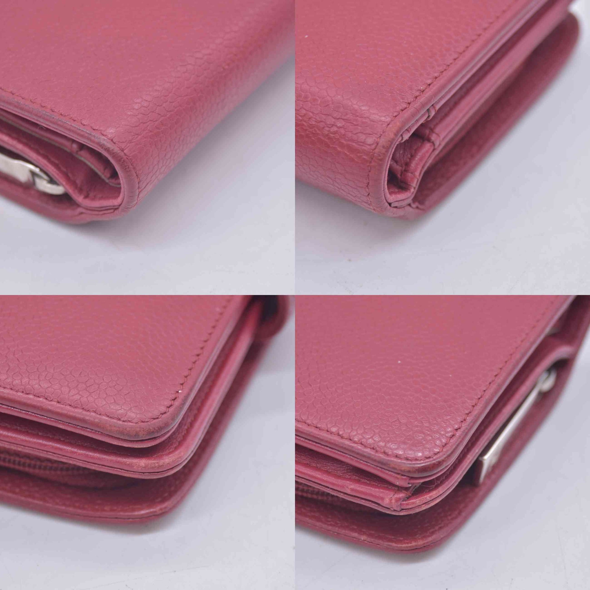 $1400 Chanel 2012 Red Quilted Caviar Leather CC-Stitch Organizer Wallet 10021115